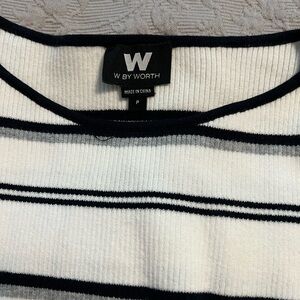 W by Worth Women's Classic Striped Sweater - Black and White